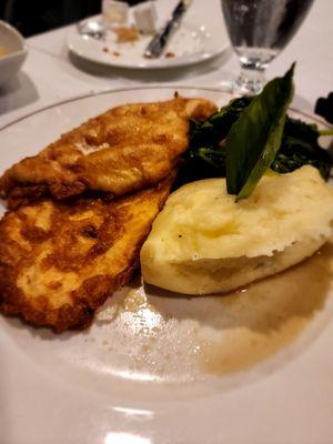 Chicken Francese with mashed potatoes