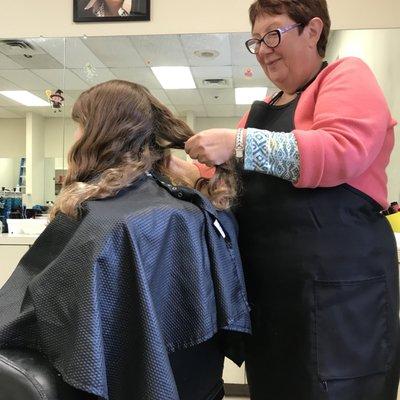 Lena was very patient and gentle with a certain someone who hates brushing her hair.