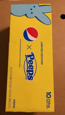 Also, we got a pack of 10 cans of 7.5 fl oz of Pepsi Peeps (the Easter edition from April)