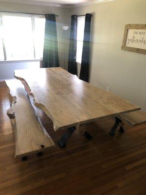 Oak slab table