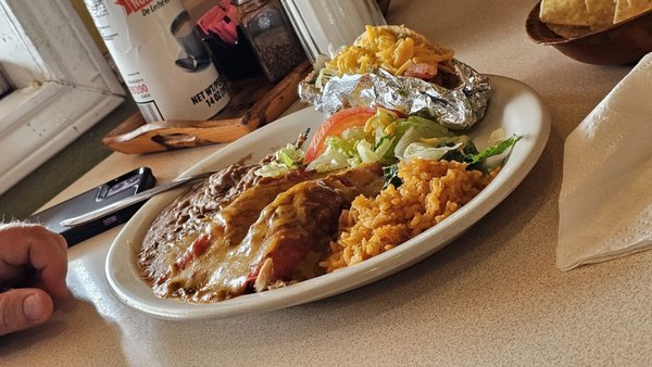 Mexican plate. Tacos and enchiladas