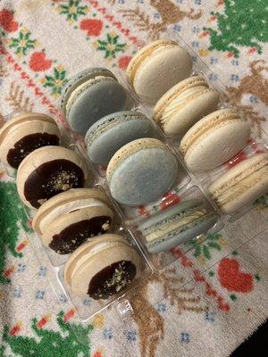 Gluten free macrons, s'mores, blueberry, and vanilla. These are melt in your mouth magic! You gotta try these! They are amazing!