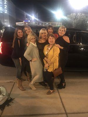 Vicki and her New Orleans crew after a fun night out in Nashville! Thanks for using Nashville Luxury Rides for your transportation.