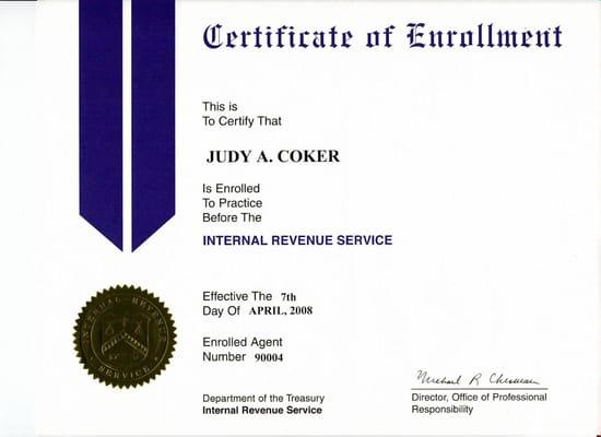 Enrolled Agent, admitted to practice before the IRS in all 50 states.