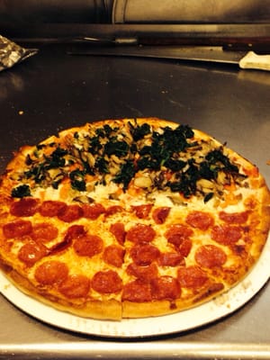 Half Roni and other half mush onion  Tom spinach