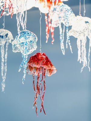 Hanging glass jellyfish by Lisa Stirrett