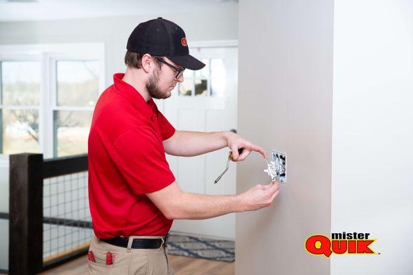 Don't get shocked by electrical problems. Call Mister Quik - we're your safe solution! #SafeAndReliable #MisterQuik