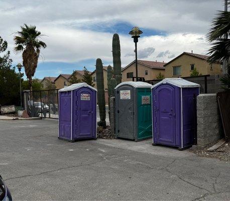 Botany Plant Nursery, 6/11/2023 Port-a-potties near the exit to the parking lot