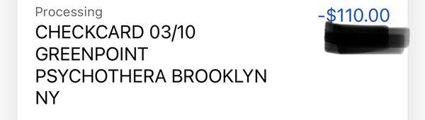 My copay would have been $40 and the "cancellation fee" is quoted at $150. Where did $110 come from? Scandalous.