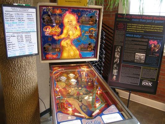 Their 1979 Dolly Parton pinball machine is available for free play during most open hours, limit two games per person per day