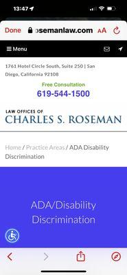 -FAKE- ADA Law Offices of Charles S. Roseman and Richard D Prager.