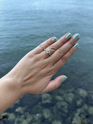 Seafoam compass kite ring