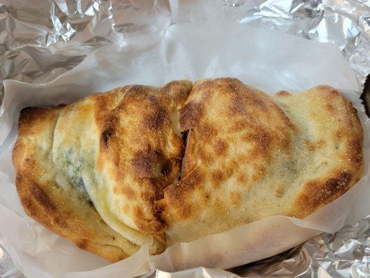 Spinach and cheese calzone