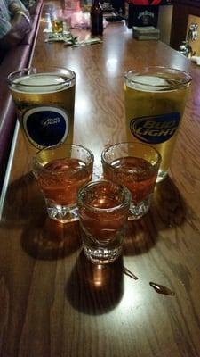 Bud Lights & Mexican lollipops!!! Sooo good!!! Kelly the bartender is super cool!