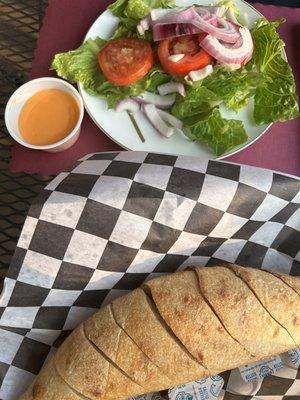 Bread and dinner salad