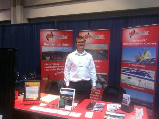 Booth at the Horticultural Society Annual exposition representing Syndicated Solar.