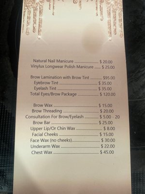 Price list.