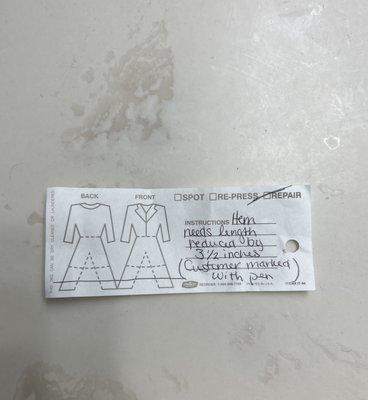 Receipt for my pants on where it's marked.