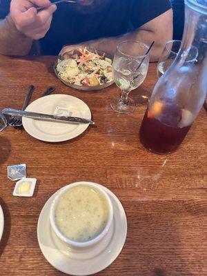 Broccoli soup & salad - one included with meal (soup varies per day.) also, sangria which is fabulous!