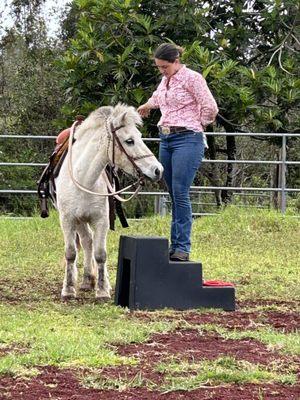 Kalani and Maya (16 year-old Icelandic mare).