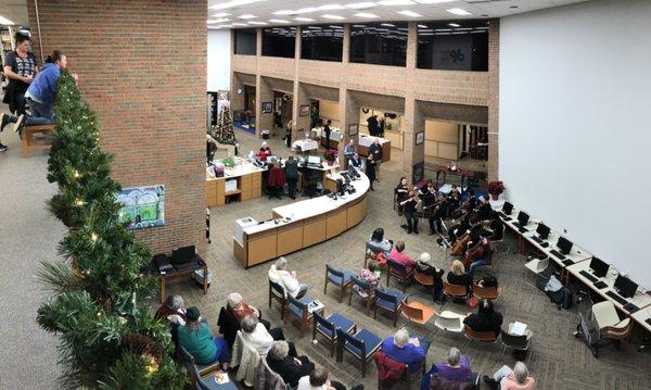 The Decatur Youth Symphony playing in the Library.