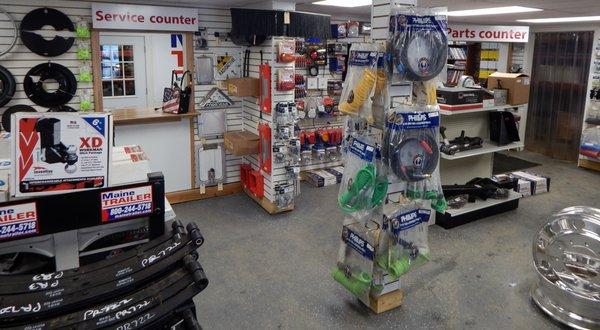 Maine Trailer parts extended showroom.