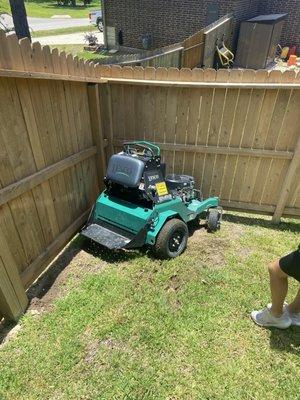 Aerator machine stuck in backyard