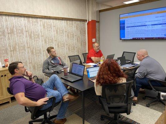 a team meeting at our office