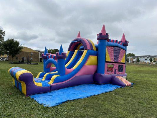 27ft Purple Paradise bounce house slide wet or dry