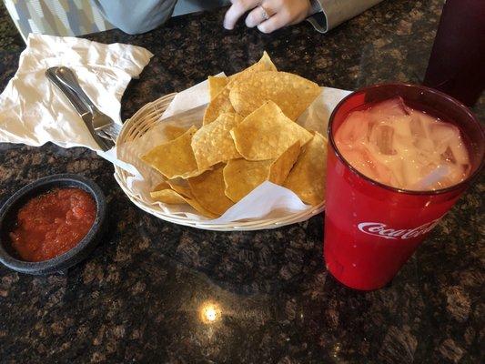 Chips and salsa. The star here is really the Horchata!