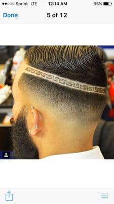 Combover with design part and bald fade.