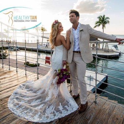 2018 gorgeous Healthy Tan bride wearing our 2 hour custom-blended Rapid Tan! Key Largo wedding!