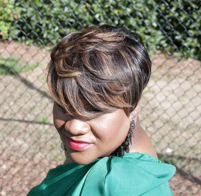 Color and cut on relaxed hair