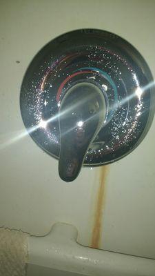 High end MOEN faucet installed without consent or discussion in a knock down  shower stall