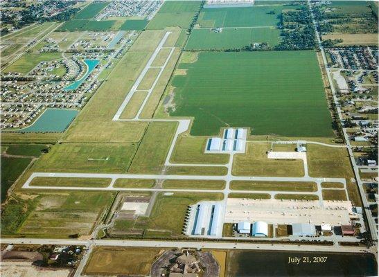 Aerial view of airport.