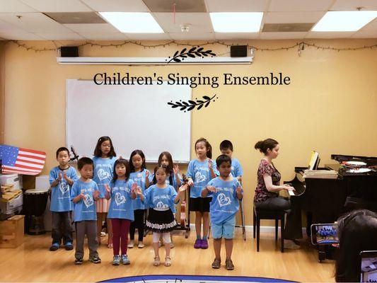 Children's singing ensemble at summer music camp week 3 in 2017.