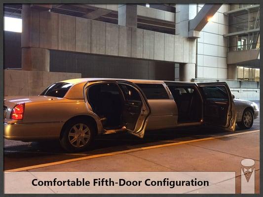 The VIP Limousine features five door access for the safety and comfort of our passengers.