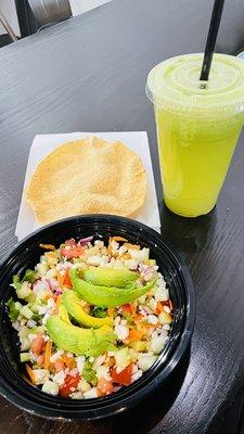 Cauliflower ceviche & Clean drink