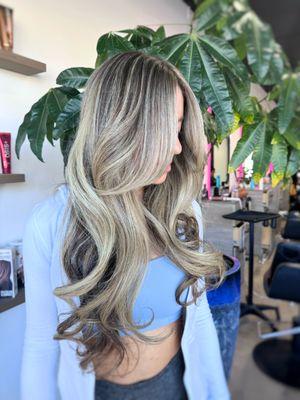 Natural blonde balayage with dimension