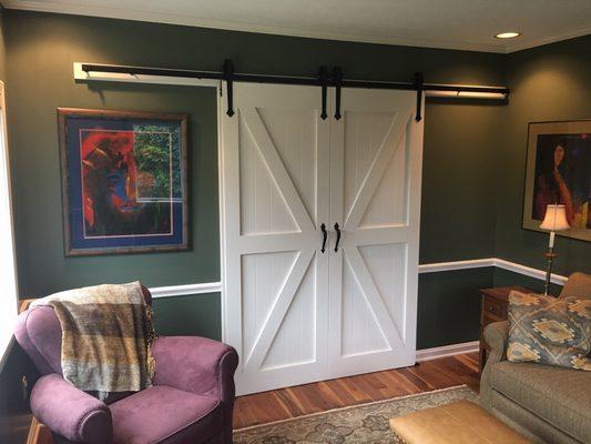 Double British Brace Barn Doors with Black Arrow hangers