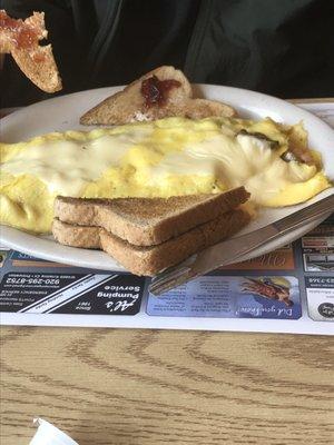 Veggie omelet with Swiss cheese