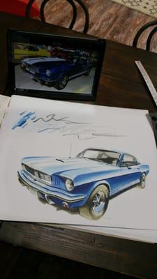 Here is one more sample of our hand made sketches. We create a sketch of your car. We just need a photo