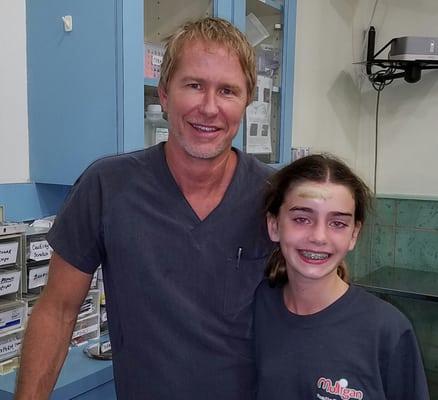 Dr. Verbin and my daughter, AFTER the drama... all smiles.