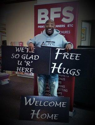 Willie McKinnis  from Church Alive was so excited about his new signs