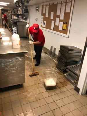 Restaurant floor cleaning