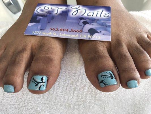 Summer blue nails . Love the color & designs by CT Nail.