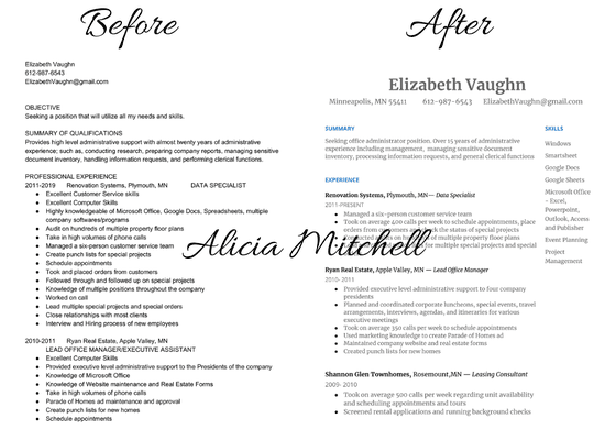 Resume Update - Before and After