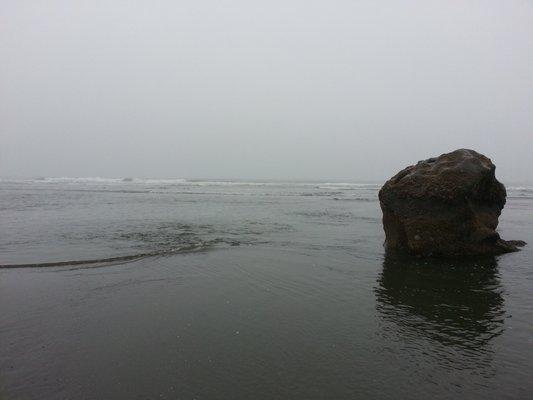 During low tide.. waters are still pretty rough at this point.