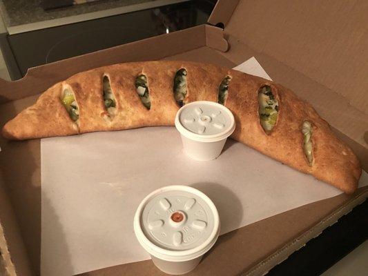 Cannot believe how huuuuuge the large Vegetable Stromboli is!