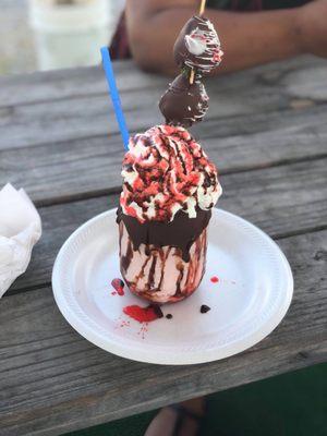 Chocolate covered strawberry extreme shake